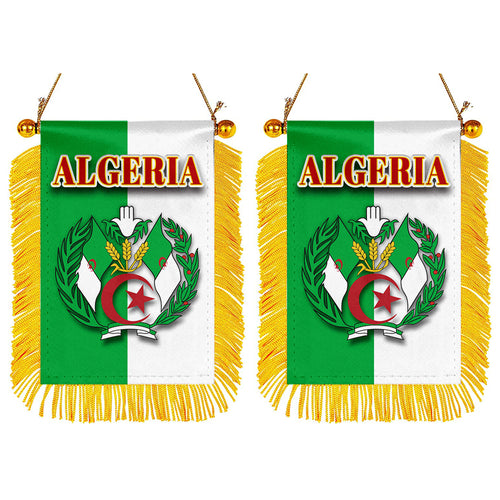 Algeria Flag Mini Car Rearview Mirror Flag Banner - 2PC