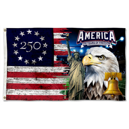 Fyon US America 250th of Freedom Flag Retro Banner