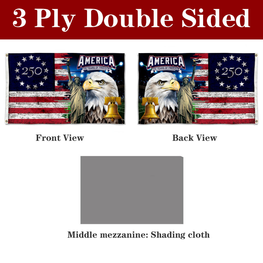 Fyon US America 250th of Freedom Flag Retro Banner