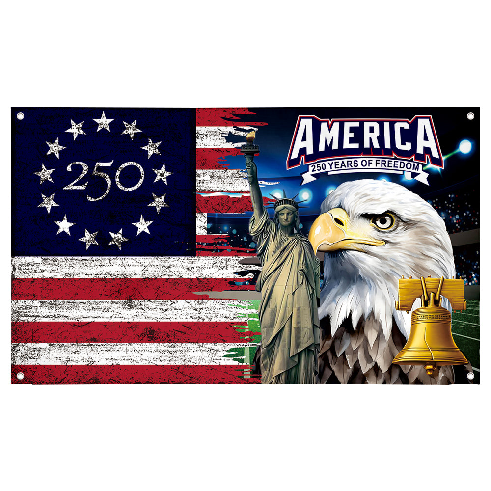 Fyon US America 250th of Freedom Flag Retro Banner