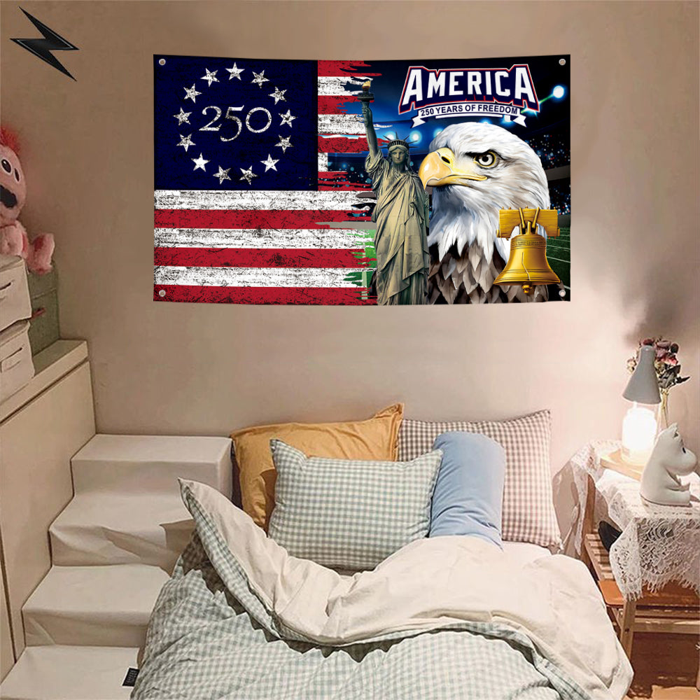 Fyon US America 250th of Freedom Flag Retro Banner