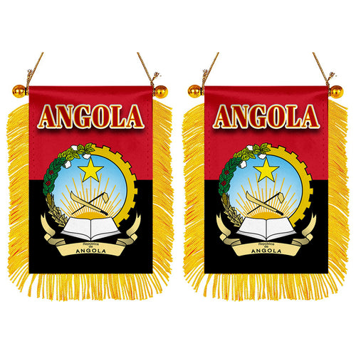 Angola Flag Mini Car Rearview Mirror Flag Banner - 2PC