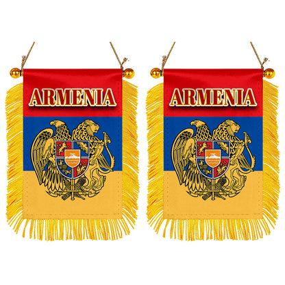 Armenia Flag Mini Car Rearview Mirror Flag Banner - 2PC