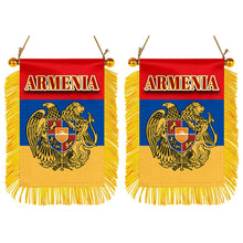 Armenia Flag Mini Car Rearview Mirror Flag Banner - 2PC