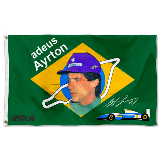 Fyon Ayrton Senna Imola and Signature Grommet Flag Banner