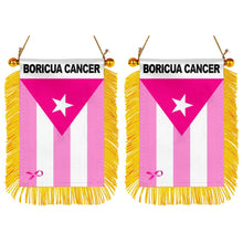 Fyon Boricua Cancer Flag Mini Car Rearview Mirror Flag Banner - 2PC