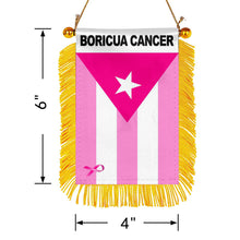 Fyon Boricua Cancer Flag Mini Car Rearview Mirror Flag Banner - 2PC