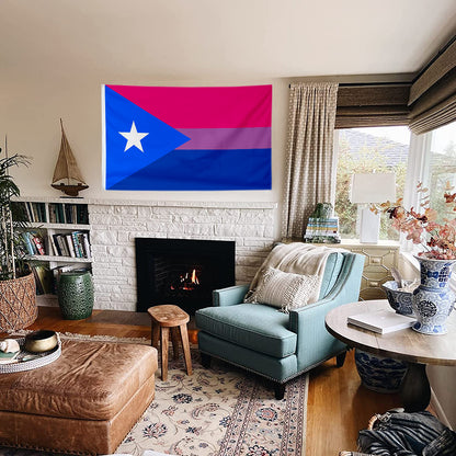 Fyon Bandera bi Puertorriqueña Póster Flag Banner