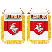 Belarus Flag Mini Car Rearview Mirror Flag Banner - 2PC