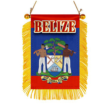 Belize Flag Mini Car Rearview Mirror Flag Banner - 2PC