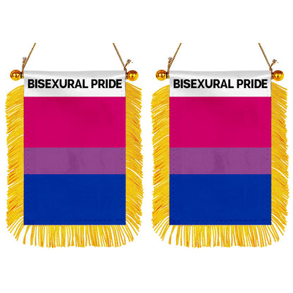Bisexural pride Mini Car Rearview Mirror Flag Banner - 2PC