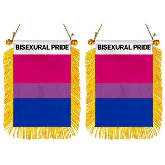 Bisexural pride Mini Car Rearview Mirror Flag Banner - 2PC