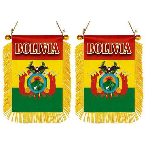 Bolivia Flag Mini Car Rearview Mirror Flag Banner - 2PC