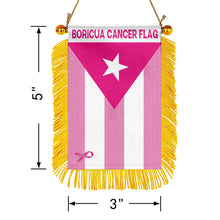 Fyon Boricua Cancer Flag Mini Car Rearview Mirror Flag Banner - 2PC