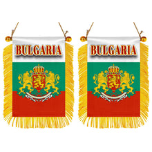 Bulgaria Flag Mini Car Rearview Mirror Flag Banner - 2PC