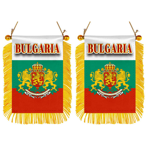 Bulgaria Flag Mini Car Rearview Mirror Flag Banner - 2PC