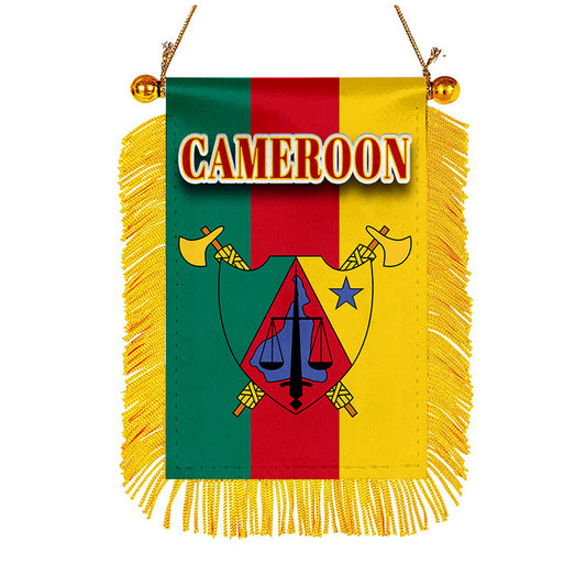 Cameroon Flag Mini Car Rearview Mirror Flag Banner - 2PC