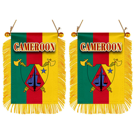 Cameroon Flag Mini Car Rearview Mirror Flag Banner - 2PC