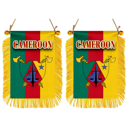 Cameroon Flag Mini Car Rearview Mirror Flag Banner - 2PC