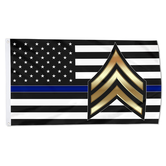 Fyon Police Sgt Thin Blue Line Flag  Indoor and outdoor banner