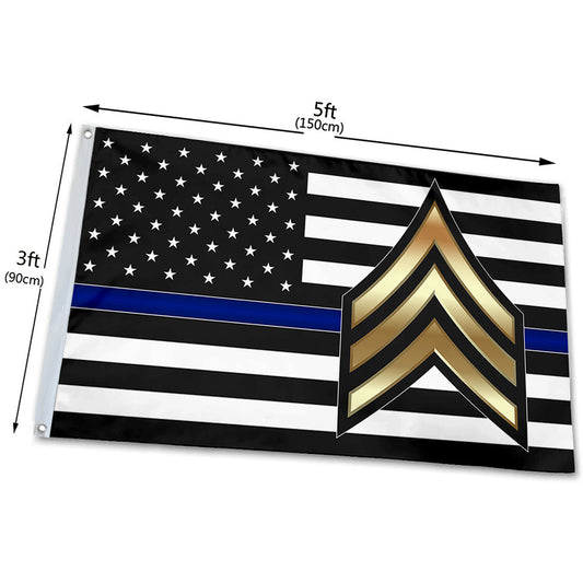Fyon Police Sgt Thin Blue Line Flag  Indoor and outdoor banner