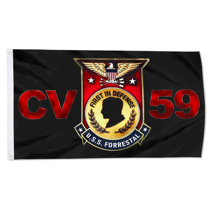 Fyon USS Forrestal CV59 Flag  Indoor and outdoor banner