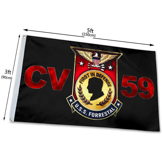 Fyon USS Forrestal CV59 Flag  Indoor and outdoor banner