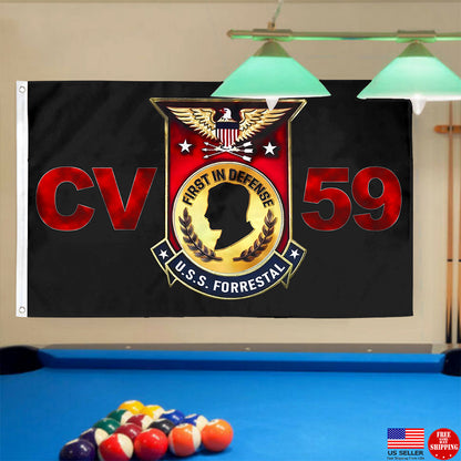 Fyon USS Forrestal CV59 Flag  Indoor and outdoor banner