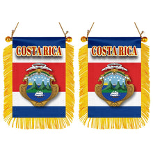 Costa Rica Flag Mini Car Rearview Mirror Flag Banner - 2PC