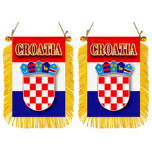 Croatia Flag Mini Car Rearview Mirror Flag Banner - 2PC