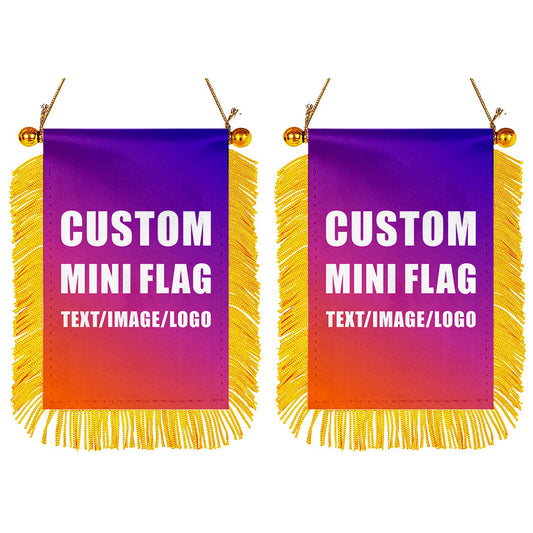 Fyon Custom Mini Car Rearview Mirror Flag Banner - 2PC
