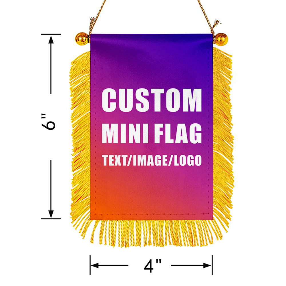 Fyon Custom Mini Car Rearview Mirror Flag Banner - 2PC