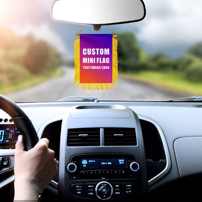 Fyon Custom Mini Car Rearview Mirror Flag Banner - 2PC