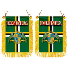 Dominica Flag Mini Car Rearview Mirror Flag Banner - 2PC