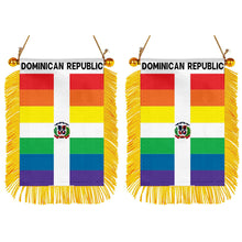 Fyon The Rainbow Dominican Republic Flag Mini Car Rearview Mirror Flag Banner - 2PC