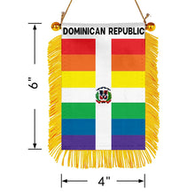 Fyon The Rainbow Dominican Republic Flag Mini Car Rearview Mirror Flag Banner - 2PC