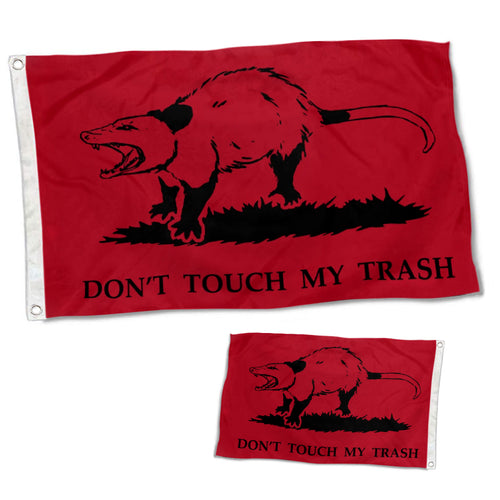 Fyon Double-sided Don't touch my trash flag, red and black Morale Flag, Angry Possum Gadsden Flag Banner