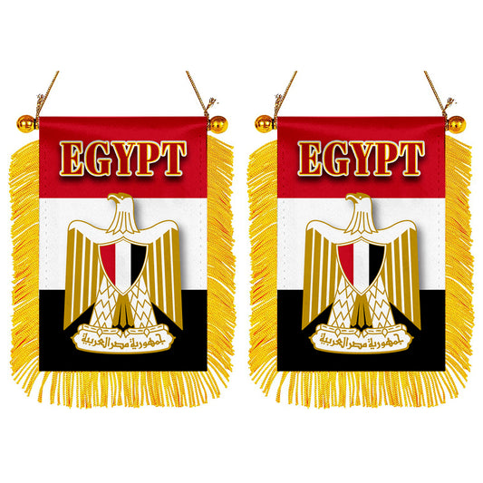 Egypt Flag Mini Car Rearview Mirror Flag Banner - 2PC