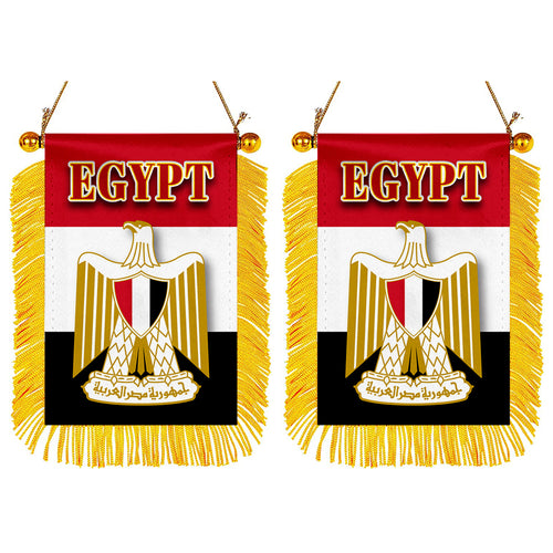 Egypt Flag Mini Car Rearview Mirror Flag Banner - 2PC