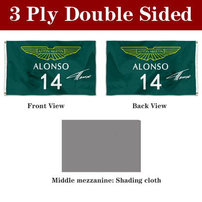 Fyon Fernando Alonso  Aston Martin 14# Flag Banner