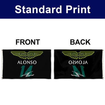 Fyon Fernando Alonso  Aston Martin 14# Flag Banner