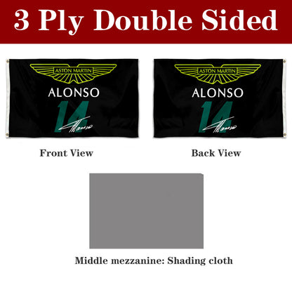Fyon Fernando Alonso  Aston Martin 14# Flag Banner