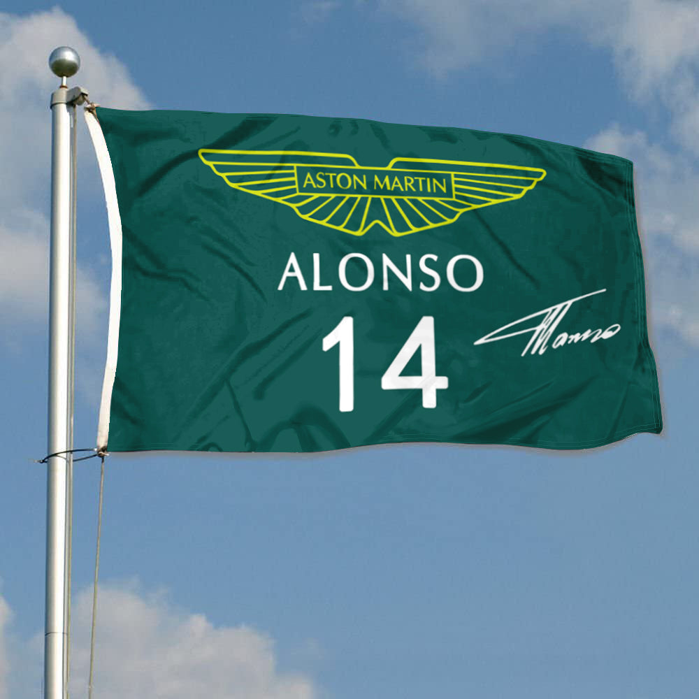 Fyon Fernando Alonso  Aston Martin 14# Flag Banner
