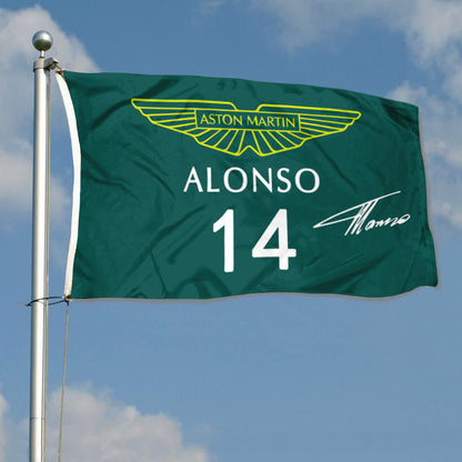Fyon Fernando Alonso  Aston Martin 14# Flag Banner