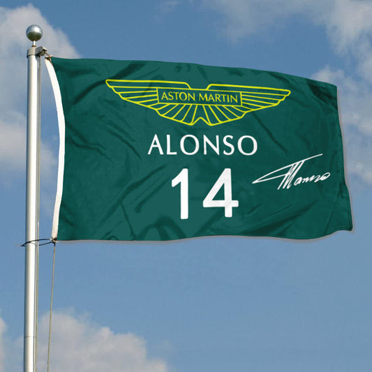 Fyon Fernando Alonso  Aston Martin 14# Flag Banner