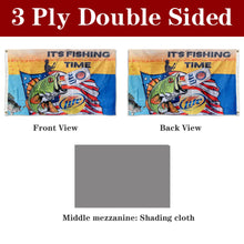 Fyon Double-sided Fishing Time Flag Banner Man Cave Bar Garage Pub