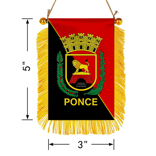 Fyon Ponce Flag Mini Car Rearview Mirror Flag Banner - 2PC