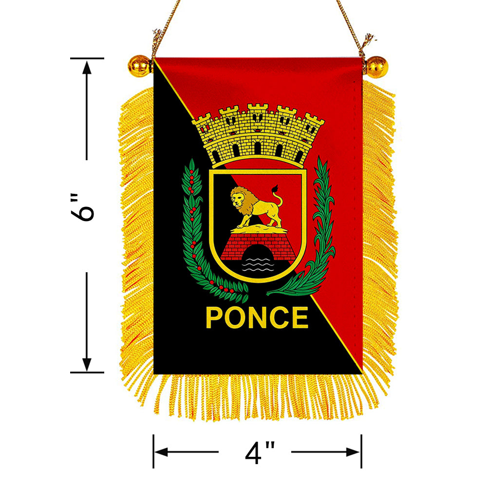 Fyon Ponce Flag Mini Car Rearview Mirror Flag Banner - 2PC
