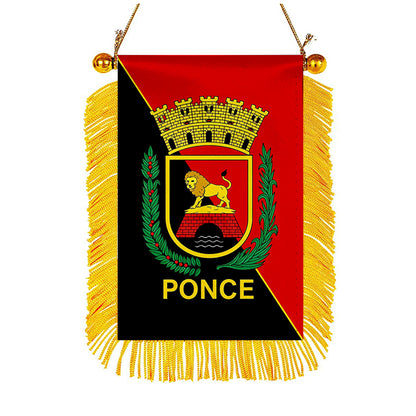Fyon Ponce Flag Mini Car Rearview Mirror Flag Banner - 2PC