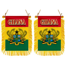 Ghana Flag Mini Car Rearview Mirror Flag Banner - 2PC